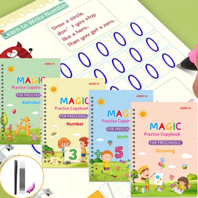 4 Kids Magic Handwriting Copybook Reused Groove Practice Calligraphy Book  Number