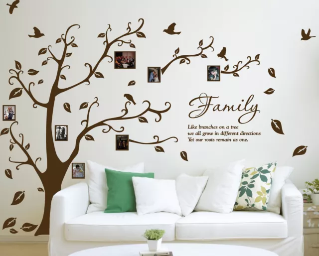 Family Photo Tree & Birds Art Vinyl Wall Sticker, DIY Wall Decal- HIGH QUALITY