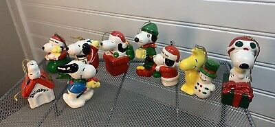 9 Vintage United Feature Syndicate Peanuts Snoopy & Woodstock Ornaments (3C)