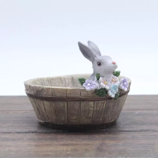 Rabbit Ceramic Flower Pot Resin Succulent Planter Garden Decor