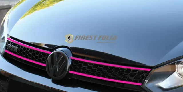 GRILLE DE RADIATEUR rose néon rayures pour Golf 6 autocollant film R Line  bandes GTI GTD EUR 9,99 - PicClick FR