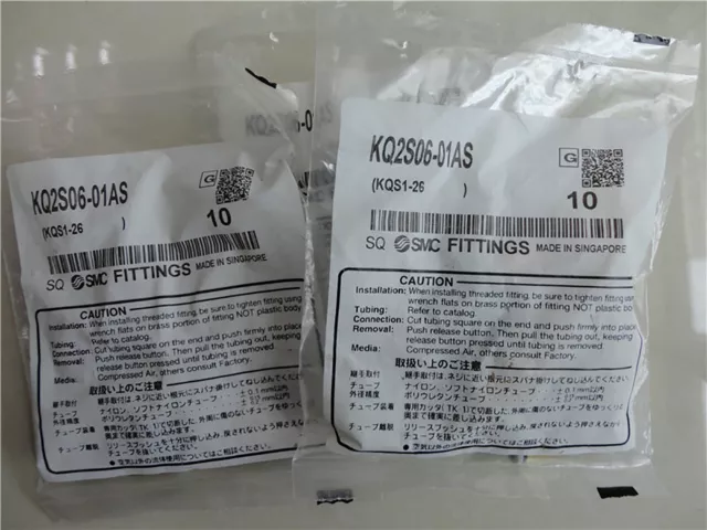 10-teiliges SMC KQ2S06-01AS - Pneumatischer Schlauchanschluss von Push-In zu