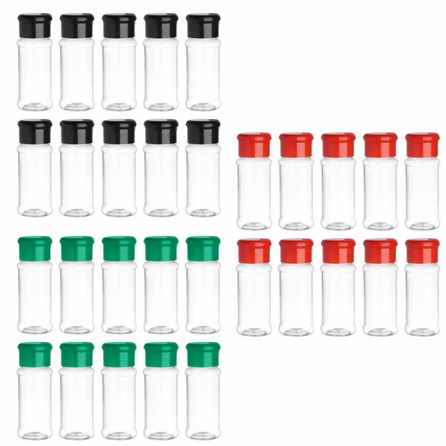 10 Plastic Salt Pepper Seasoning Jars Condiment Bottles Cruet Container 100ml 2