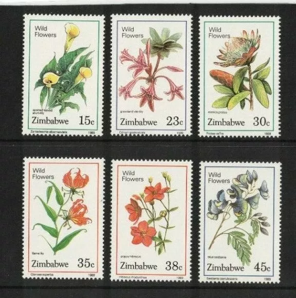 1989 Zimbabwe Flowers Stamps SG 750/5 Set of 6 MUH