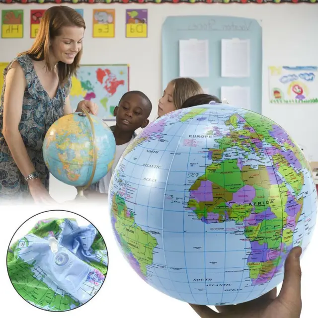 Inflatable Globe Map Balloon Ball World Earth Geography Toy Education Lot Y5