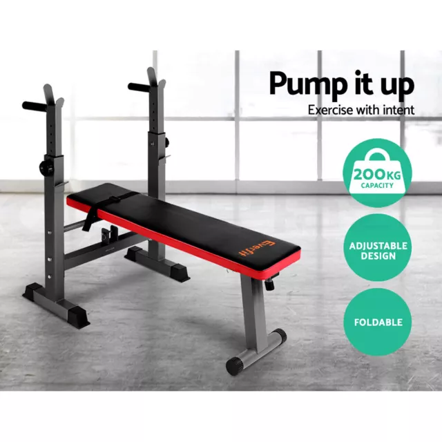 Everfit Weight Bench Fitness Bench Press Squat Rack Adjustable Home Gym Equip 2