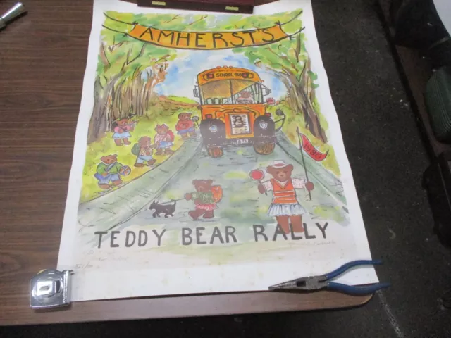 Amherst Teddy Bear Rally Poster 1990 M. Carhart 321/500 Artist Autographed