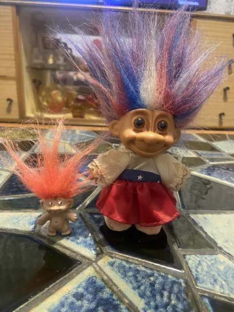 Vintage Toys Russ 90’s Around the world Troll doll USA + Pencil Topper Retro