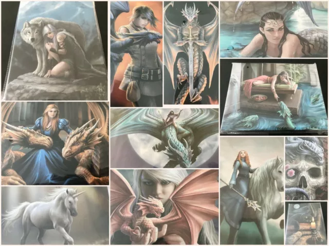 Anne Stokes Fantasy Canvas Wall Print 19 x 25cm, Dragon, Wolf, Unicorn, Spell