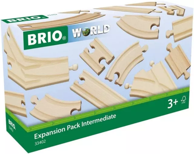 BRIO WORLD - 33402 - Coffret Evolution Intermédiaire 16 Rails - Accessoire train