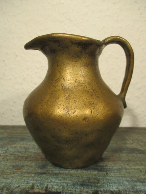 Jarra de latón vintage pequeña pesada 12 cm 1000 g jarra jarrón alféizar de ventana decoración