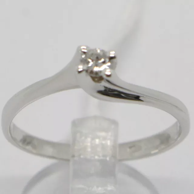 Bague en or Blanc 750 18K, Solitaire avec Diamant Carat 0.08, Croisé, Italie