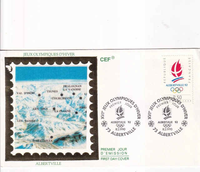 Carte 1er Jour JO Albertville 1992 - Timbre Ski De Vitesse, Neuf, France