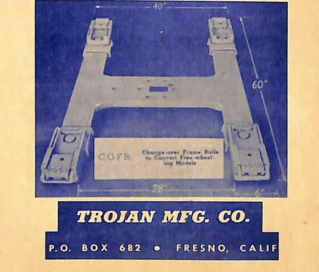 Trojan Change Over Lift Rail Adapter Advertising Card Fresno California