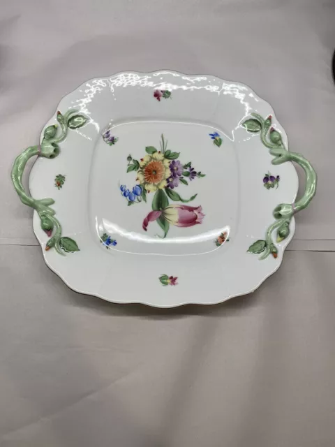 Herend Printemps Square Cake Plate With Handles