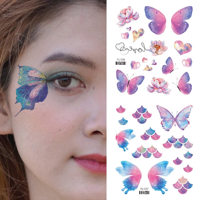 Fairy Butterfly Shiny Tattoo Sticker Waterproof Eyes Face Hand Body Art Tattoos