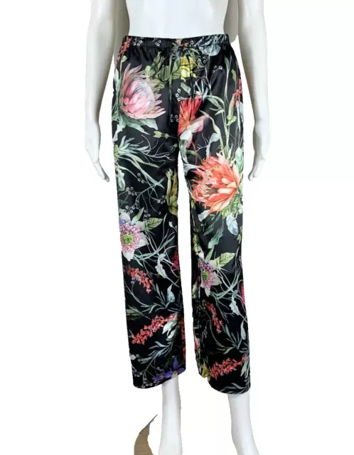 FUZZI (by Jean Paul Gaultier) Satin Floral Crop Wide-leg Pants Size 38 - NTSF