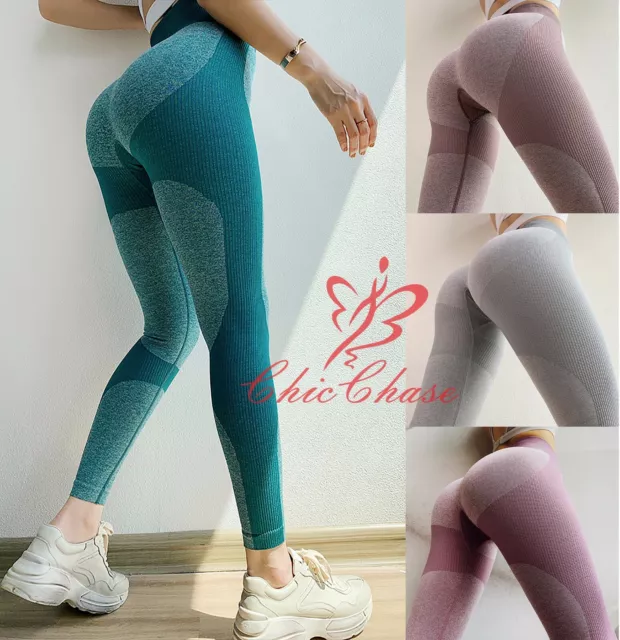 Women's Seamless Leggings Gym Contour Pants Yoga Running Training Sport Fitness