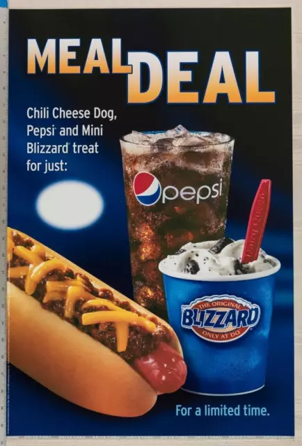 Dairy Queen Poster Backlit Plastic Pepsi Hot Dog Blizzard Meal Deal 17x25
