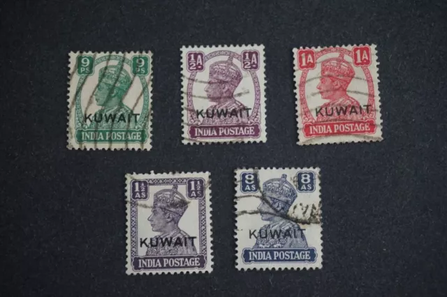 Kuwait - 1945 Overprint Values Good/Fine Used