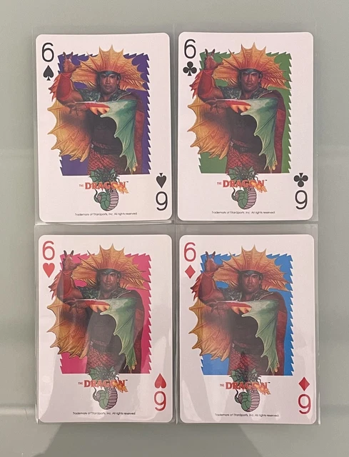1991 WWF Ricky “The Dragon” Steamboat 4 Playing Cards 6 Hearts/Spades/Clubs #1