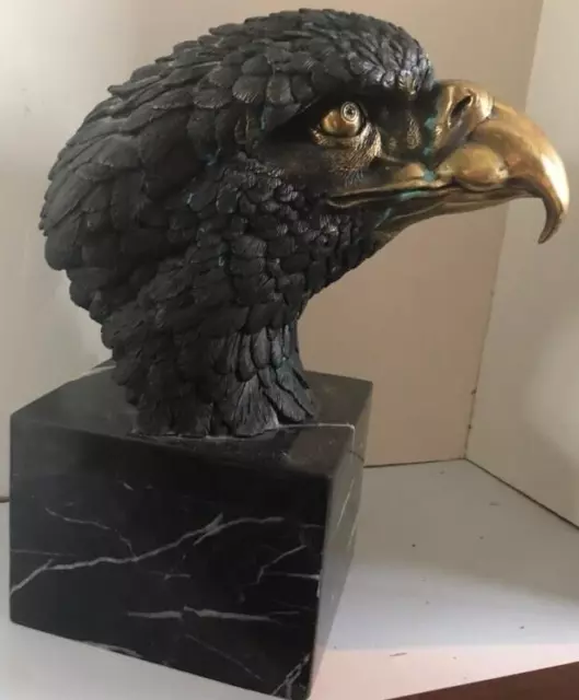 Large Eagle Head Bust Bronze Metal Sculpture Listed American Wildlife Bird