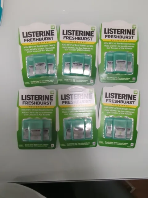 Lote de 6 tiras de respiración LISTERINE Freshburst Pocketpaks - 432 tiras