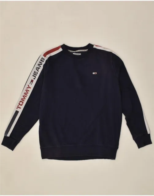 TOMMY HILFIGER Mens Graphic Sweatshirt Jumper Large Navy Blue Cotton PT08