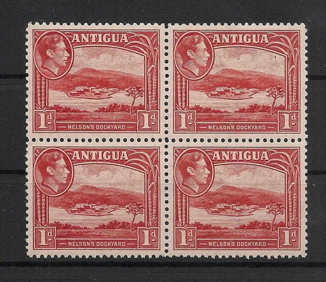 Antigua 1938 KGVI 1d Block of 4 Mint Never Hinged