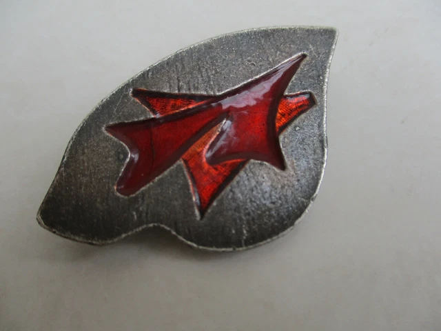 Broche Vintage Moderniste En Alliage Métal - Style Abstrait, Couleur Verte, Marque DLH