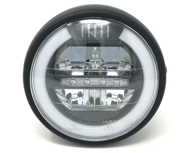 LED Faro de Moto Negro 6.5" Pulgadas 12V Retro cafe racer & Streetfighter