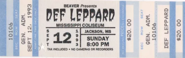 Vintage Def Leppard Tickets 1993