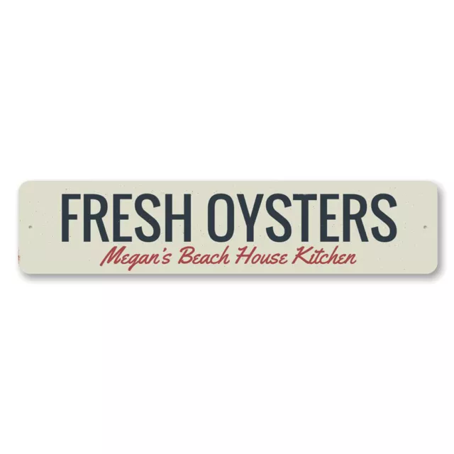 Personalized Fresh Oysters Beach House Kitchen Sign Beach Metal Decor - Aluminum