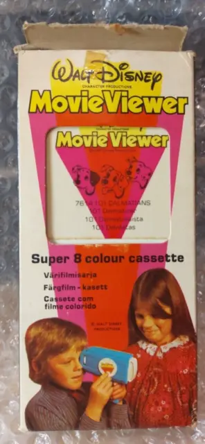1970er Jahre Mettoy Film Viewer 101 Dalmatiner verpackt Kassette FUNKTIONIERT Walt Disney