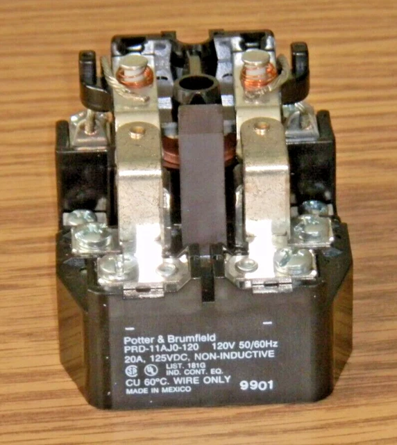 P&B Potter & Brumfield PRD11AJO-120 Power Relay 290 OHM DPDT, 120VAC, 20A NOS