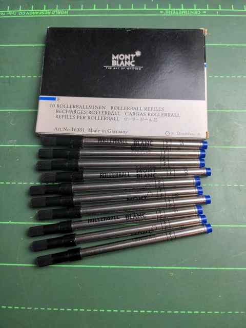 10 New Vintage Mont Blanc Rollerball Refills Blue Fine - 16301