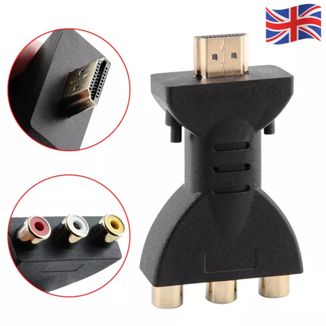 HDMI Male to 3 RCA Female Composite AV Audio Video Converter Adapter For TV DVD