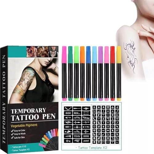 Tatuaggi Temporanei Penna Truccabimbi, Kit Tattoo Temporanei, 10 Pezzi (P5j)