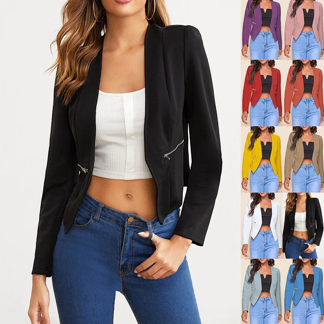 Plus Size Womens Long Sleeve Casual Office Cardigan Coat Mini Blazer Suit Jacket