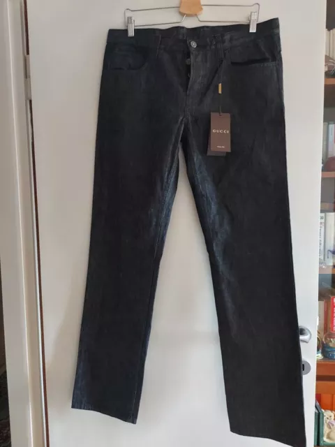 Pantaloni jeans uomo GUCCI tg 50 regular neri nuovi con etichette