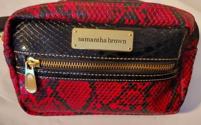 Samantha Brown Hip Waist Bag Fanny Pack~ Red/Black Faux Snakeskin