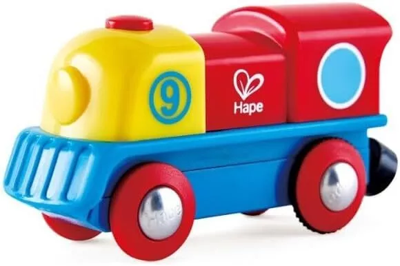 Hape Bunte Lok von Hape, Tapfere kleine Lokomotive, Ein-/Ausschaltknopf, rot/gel