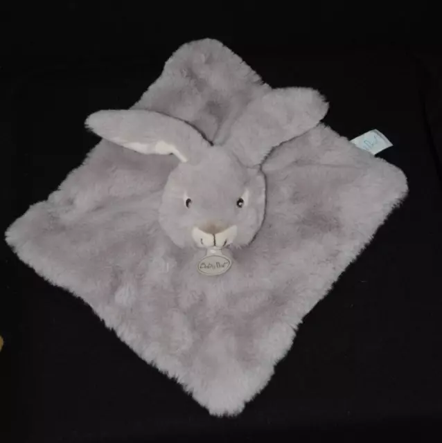 Doudou lapin Réglisse plat BABY NAT' fourrure gris blanc NEUF