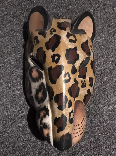 Leopard / Cheetah Hand Carved Swahili Animal Tribal Wall Mask Kenya African Art