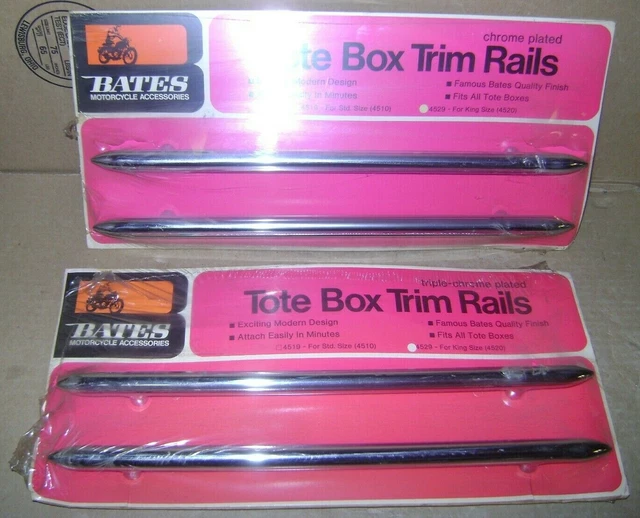 NOS Bates TRIM RAILS for Saddlebags / Tour Box 14" TWO PAIRS #4529