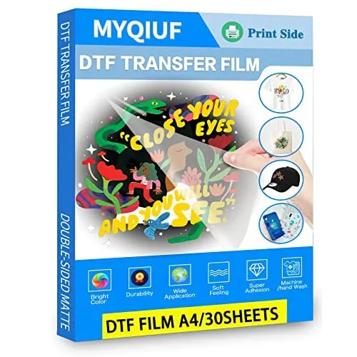 DTF Transfer Film - 30 Sheets A4 8.3" x 11.7" PET Transfer Paper for Sublimat...