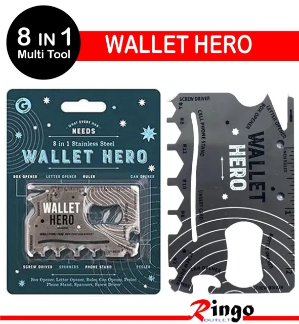 Multi Tool Wallet Metal Hero Card Stainless Steel Dad Man Gift Stocking Travel