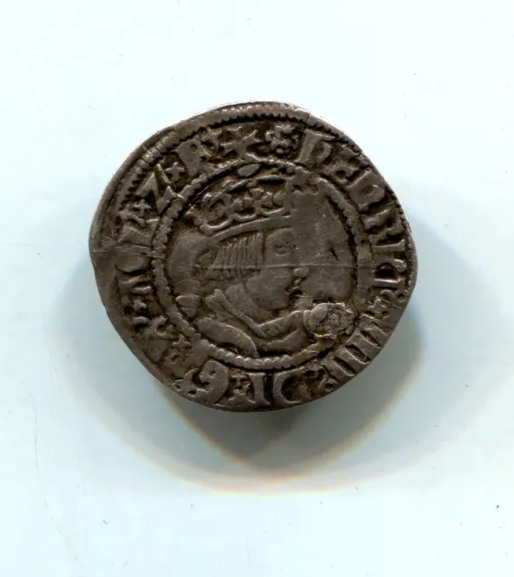 gb, henry 8th halfgroat, has been plugged edge of bust