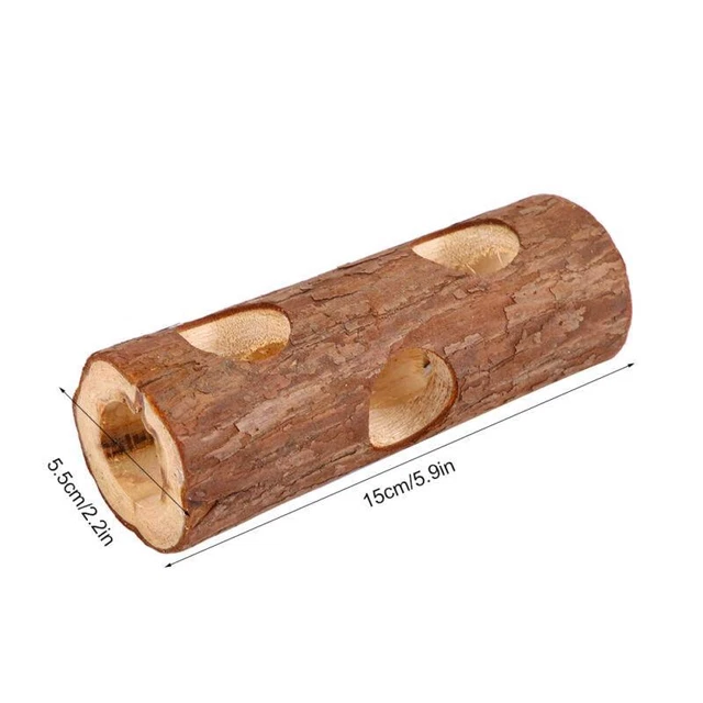 Legno animale tunnel esercizio tubo giocattolo da masticare per conigli furetti criceto guina