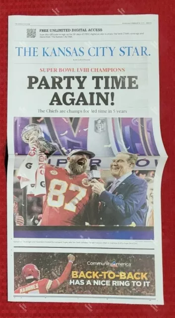 KANSAS CITY STAR Zeitung 2024 CHIEFS SUPER BOWL CHAMPS & PARADE